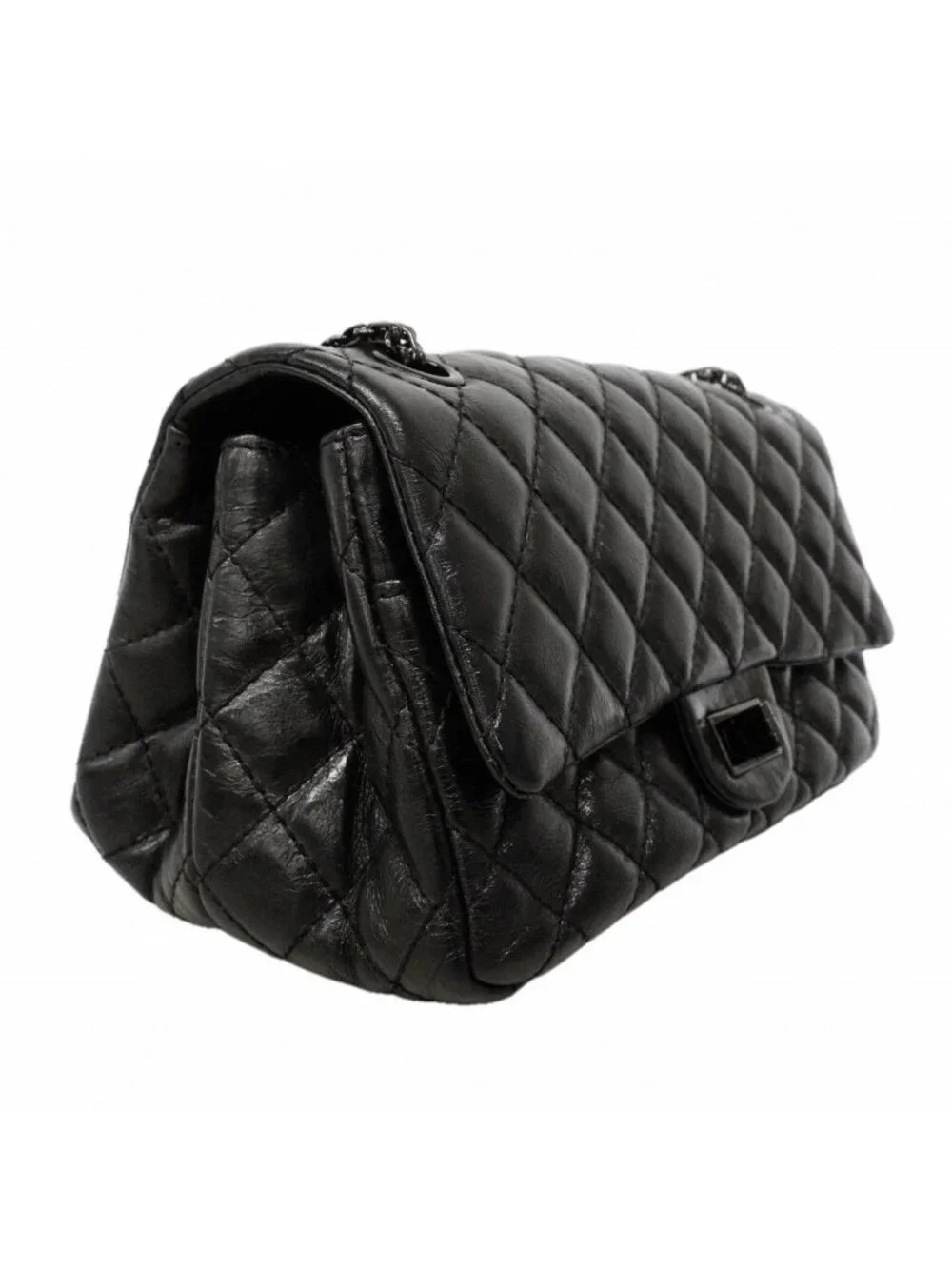 Chanel Shoulder Bag 2.55 Calfskin Black Silver